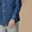 Cheap HERMES SS24 Baju Lelaki Lengan Panjang Biru Indigo Button-Up H456060HE50