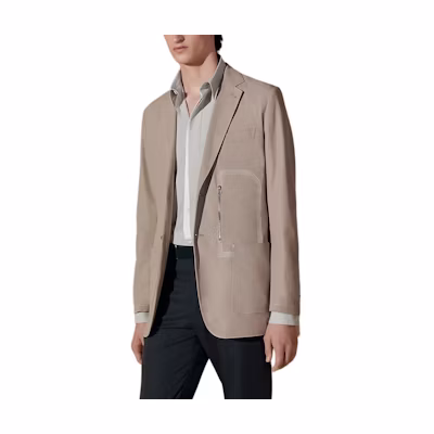 Hermes SS24 Solid Long-Sleeve Pocket Jacket Sand Yellow H454164H11W