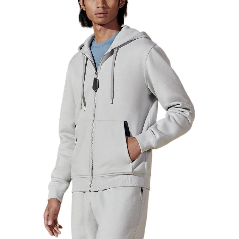 Hermes SS24 Solid Zip Hoodie Misty White H457710HA94