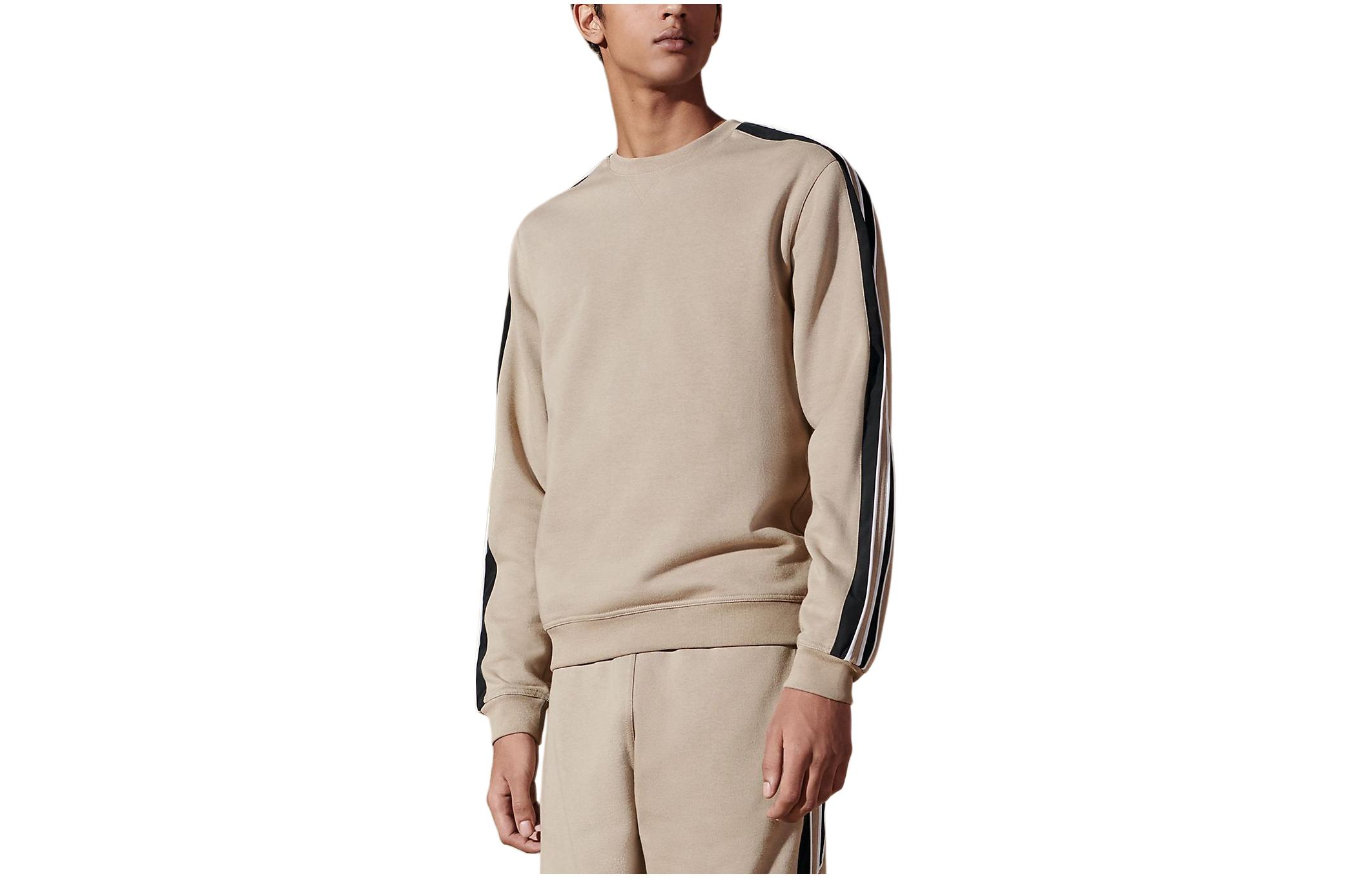 Hermes SS24 Striped Reflective Trim Crewneck Sweatshirt Sand Yellow H457740HA1W