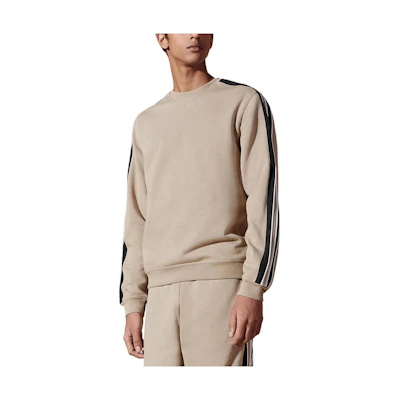 Hermes SS24 Striped Reflective Trim Crewneck Sweatshirt Sand Yellow H457740HA1W