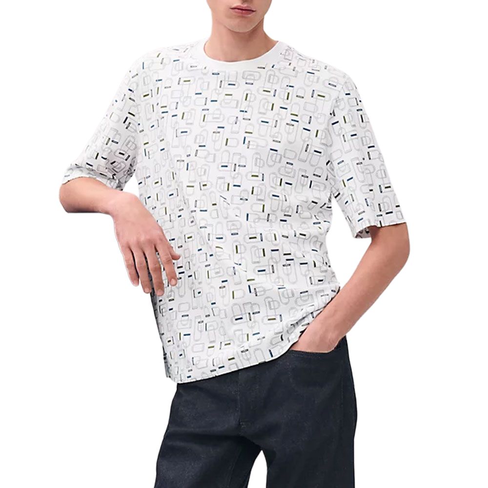 HERMES SS25  Graphic Print Cotton Crewneck T-Shirt White H557920HA90