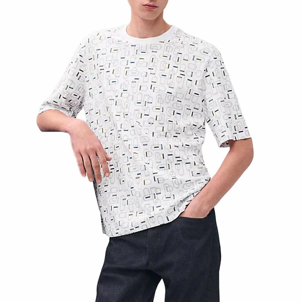 HERMES SS25  Graphic Print Cotton Crewneck T-Shirt White H557920HA90 圖 2