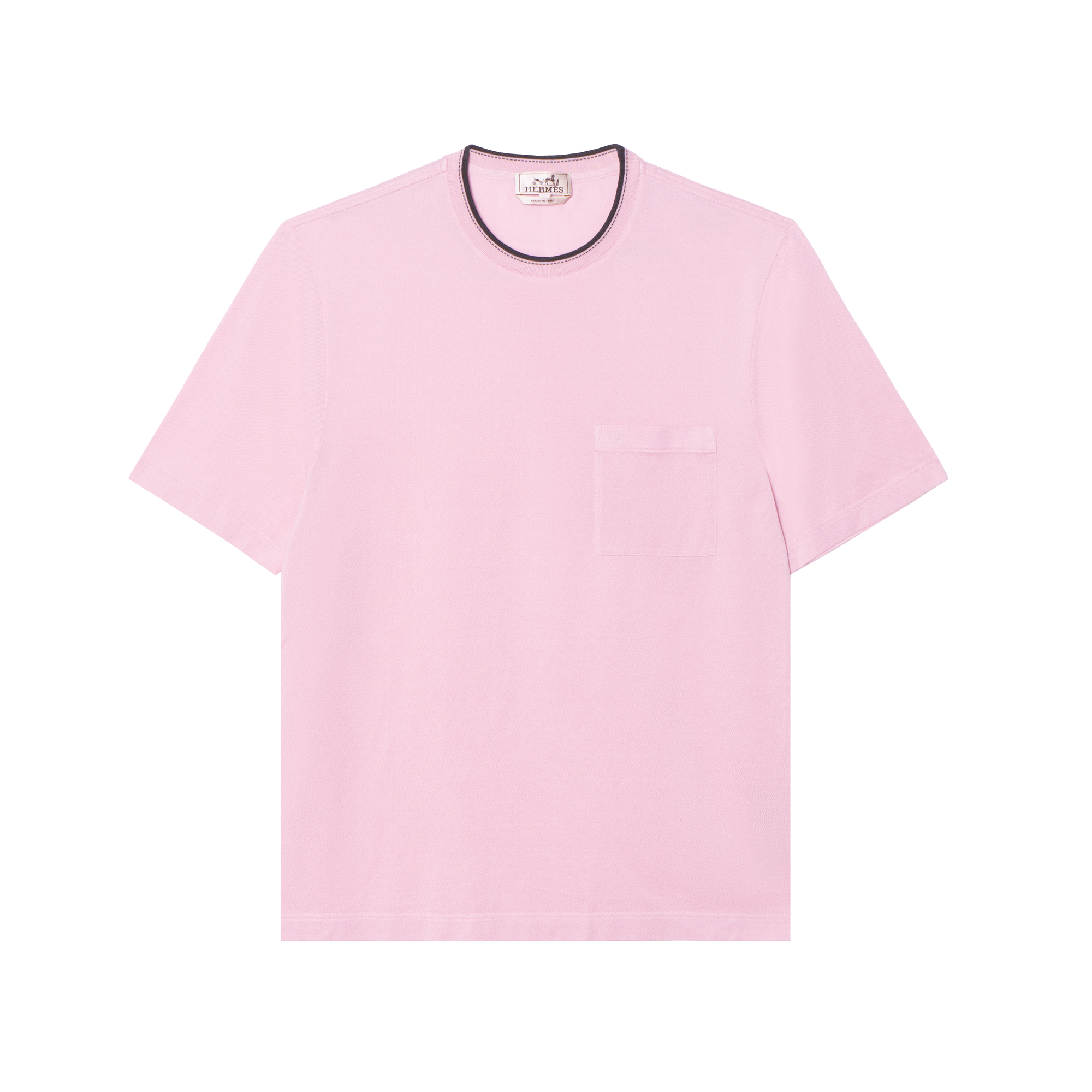 Order エルメス SS25 ピンク ソリッド ポケット クルーネック Tシャツ H557970HA6G