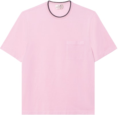 エルメス SS25 ピンク ソリッド ポケット クルーネック Tシャツ H557970HA6G Order エルメス SS25 ピンク ソリッド ポケット クルーネック Tシャツ H557970HA6G