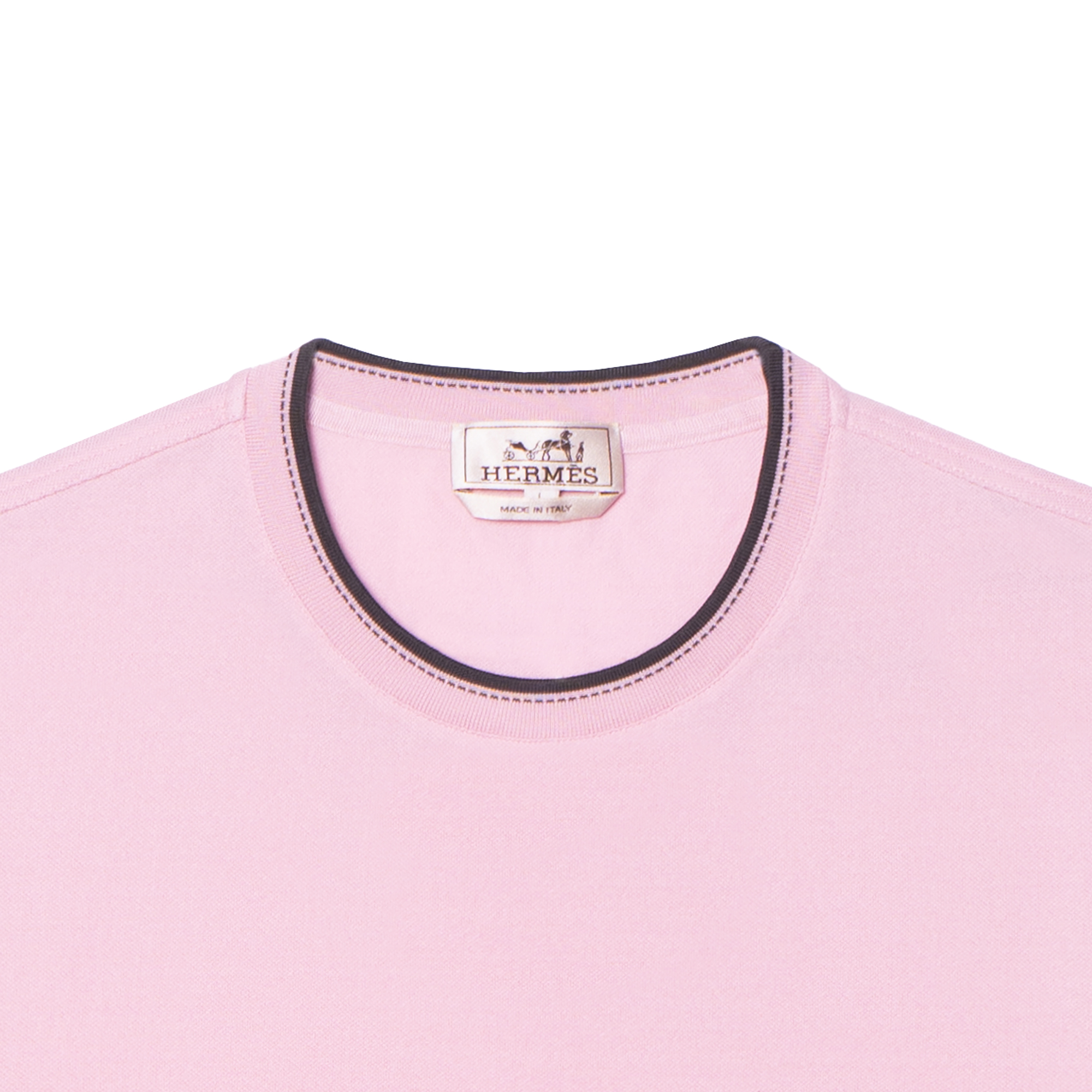 Cheap エルメス SS25 ピンク ソリッド ポケット クルーネック Tシャツ H557970HA6G