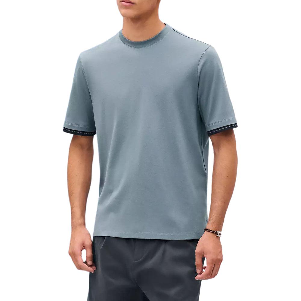 HERMES SS25  Solid Blue-Grey Short-Sleeve T-Shirt H557940HA3K