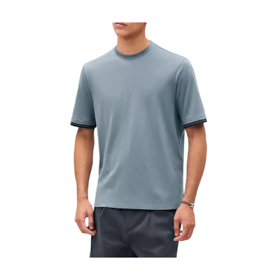 HERMES SS25 Solid Blue-Grey Short-Sleeve T-Shirt H557940HA3K