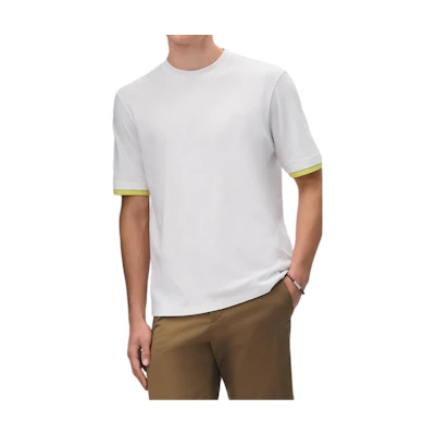 HERMES SS25 White Cotton Crewneck Contrast Layered T-Shirt. H557940HA90