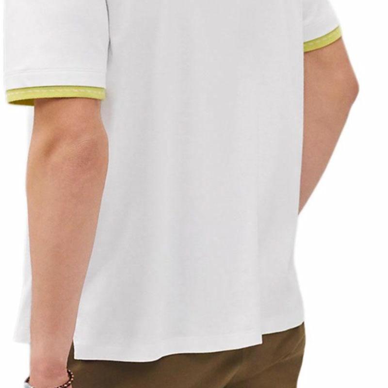 Purchase HERMES SS25 Kemeja-T Leher Bulat Kapas Putih Berlapis Kontras. H557940HA90