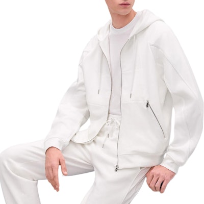 HERMES SS25 Jaket Hoodie Putih Zip-Up Olahraga. H557770HA90 Buy HERMES SS25 Jaket Hoodie Putih Zip-Up Olahraga. H557770HA90
