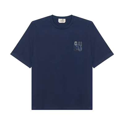HERMES SS25 H Puzzle Spring/Summer Blue Cotton Short Sleeve T-Shirt H557930HA67