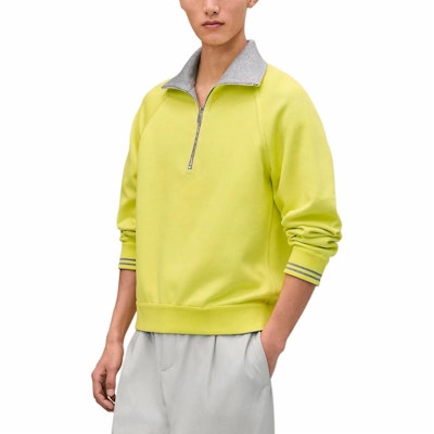 에르메스 SS25 리버시블 스포츠 코튼 니트 스웻셔츠 그레이. H557870HA76 Lookbook 에르메스 SS25 리버시블 스포츠 코튼 니트 스웻셔츠 그레이. H557870HA76