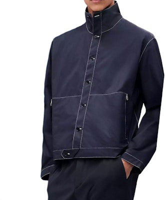 HERMES SS25 Solid Color Single-Breasted Navy Blue Long-Sleeve Jacket. H556100H401 Order HERMES SS25 Solid Color Single-Breasted Navy Blue Long-Sleeve Jacket. H556100H401