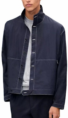 HERMES SS25 Solid Color Single-Breasted Navy Blue Long-Sleeve Jacket. H556100H401 Lookbook HERMES SS25 Solid Color Single-Breasted Navy Blue Long-Sleeve Jacket. H556100H401