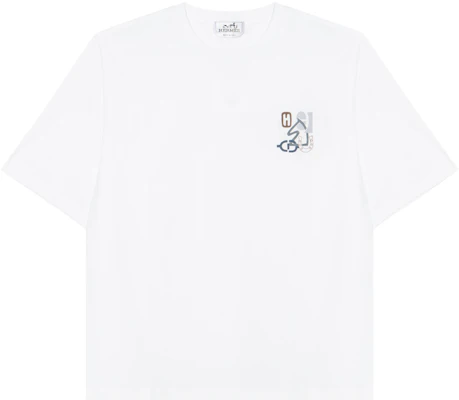 HERMES SS25 Musim Bunga Panas Baju T-Shirt Crewneck Kapas Putih. H557930HA90 Buy HERMES SS25 Musim Bunga Panas Baju T-Shirt Crewneck Kapas Putih. H557930HA90