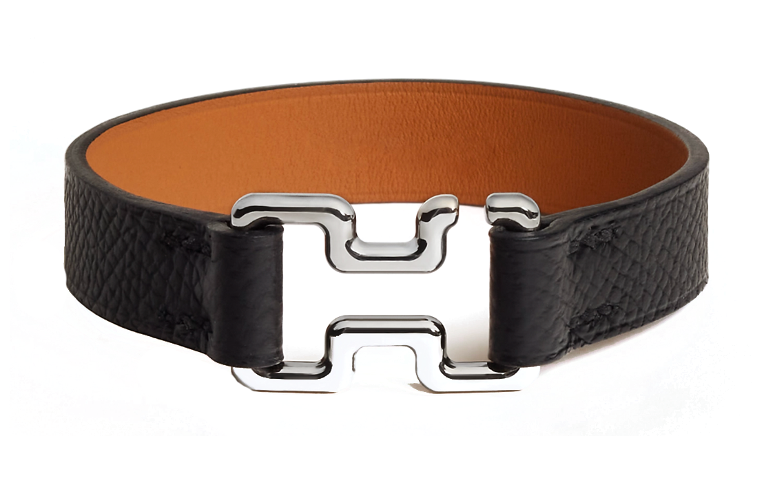 HERMES Stainless Steel Cutout Design Black Bracelet Unisex Couple Style. H500040FJ89T5 圖 2