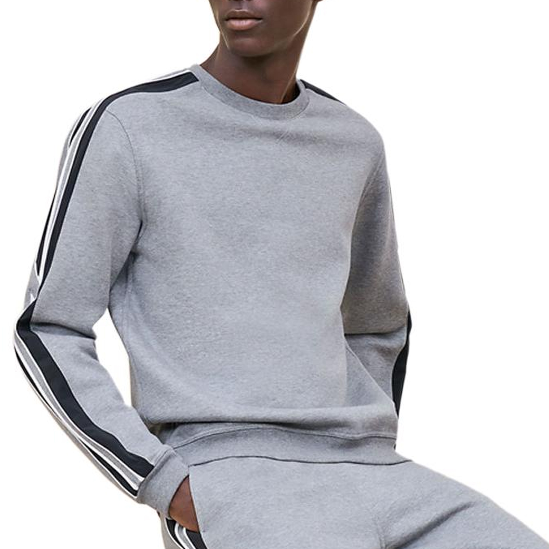 HERMES Striped Print Crewneck Casual Long Sleeve Sweatshirt Grey  FW24. H467770HA76