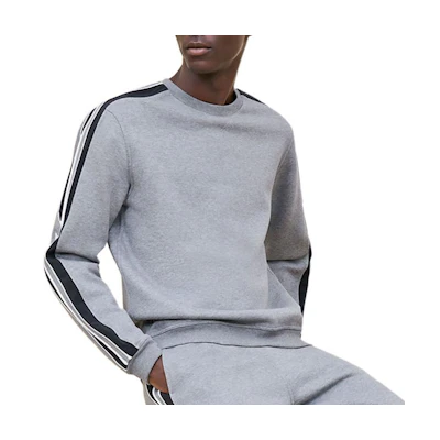 HERMES Striped Print Crewneck Casual Long Sleeve Sweatshirt Grey FW24. H467770HA76