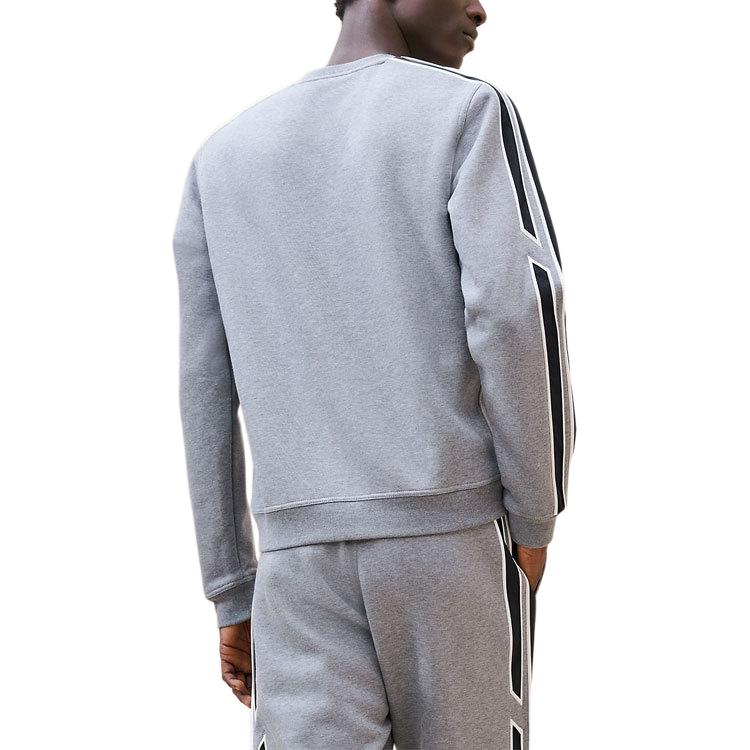 Lookbook HERMES Baju Kelabu Kasual Lengan Panjang Cetakan Berjalur Crewneck FW24. H467770HA76