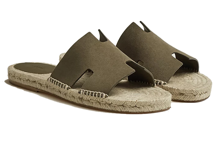 HERMES Suede Goatskin Braided Sandal 'Khaki Green' 圖 3