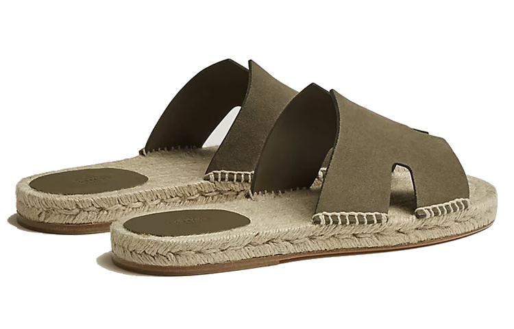 HERMES Suede Goatskin Braided Sandal 'Khaki Green' 圖 4