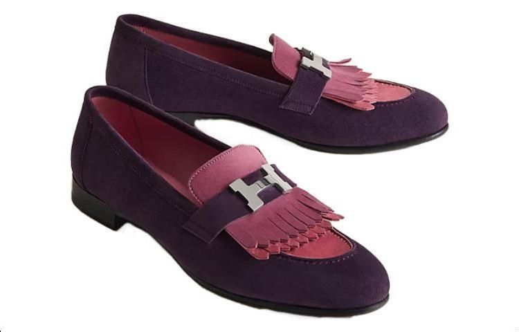 Lookbook HERMES愛馬仕 絨面 時尚潮流 樂福鞋 男款 紫色