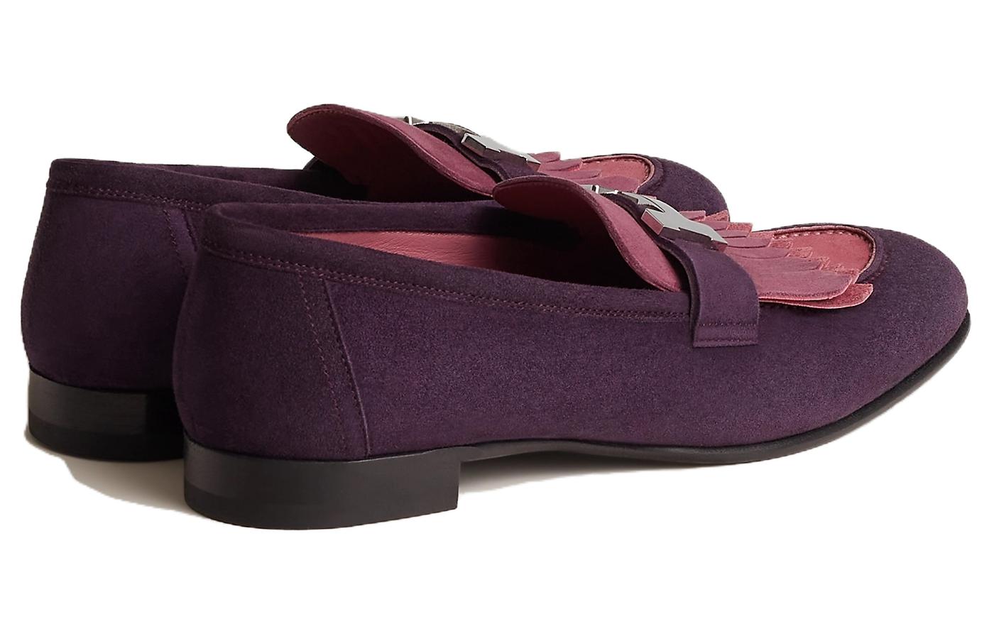 Shop HERMES愛馬仕 絨面 時尚潮流 樂福鞋 男款 紫色