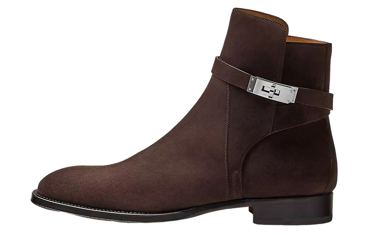 HERMES Suede Slip-On Ankle Boots 'Brown Fashion' H222978Z-HME