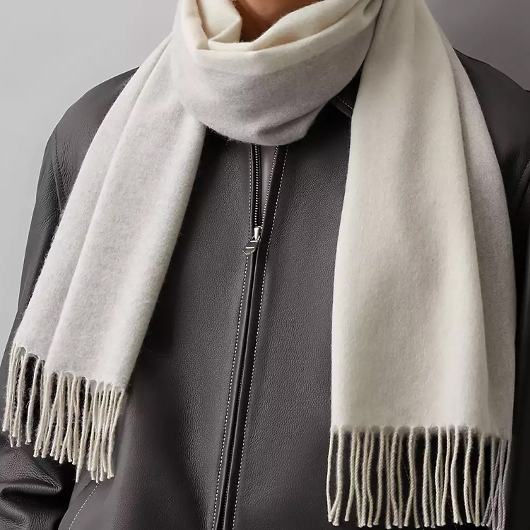 HERMES Summer Block Beige Wool Scarf Unisex Couple Style. H393799T-03 圖 3