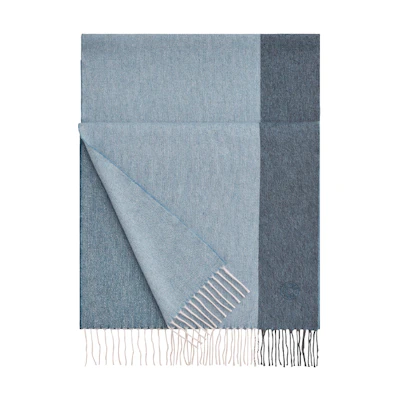HERMES Summer Block Muffler Cashmere Scarf Blue H393799T-01