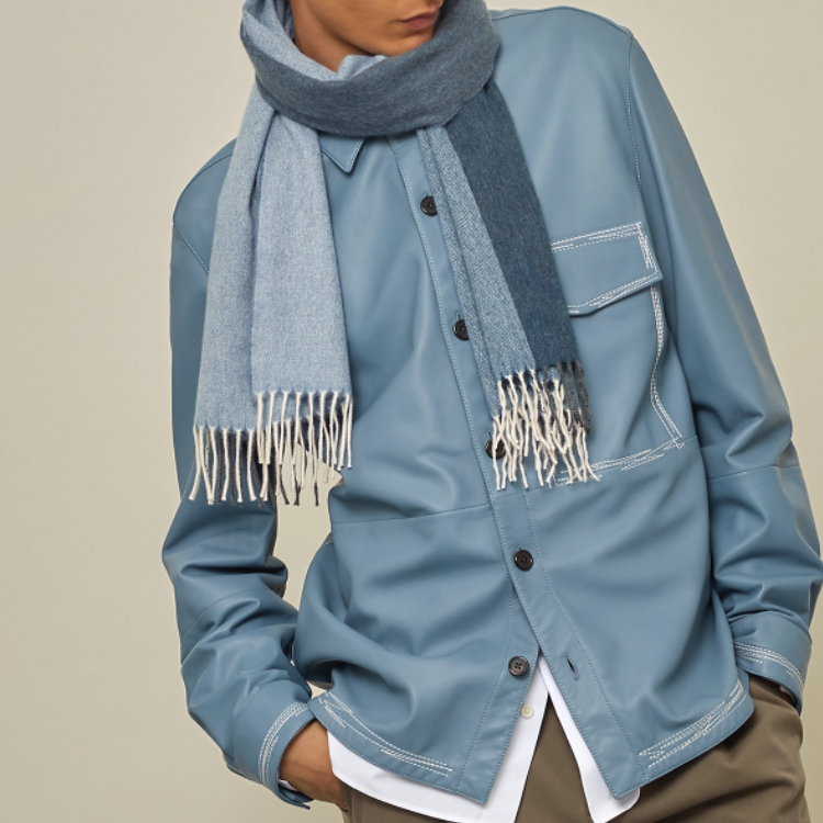 HERMES Summer Block Muffler Cashmere Scarf Blue H393799T-01 圖 3