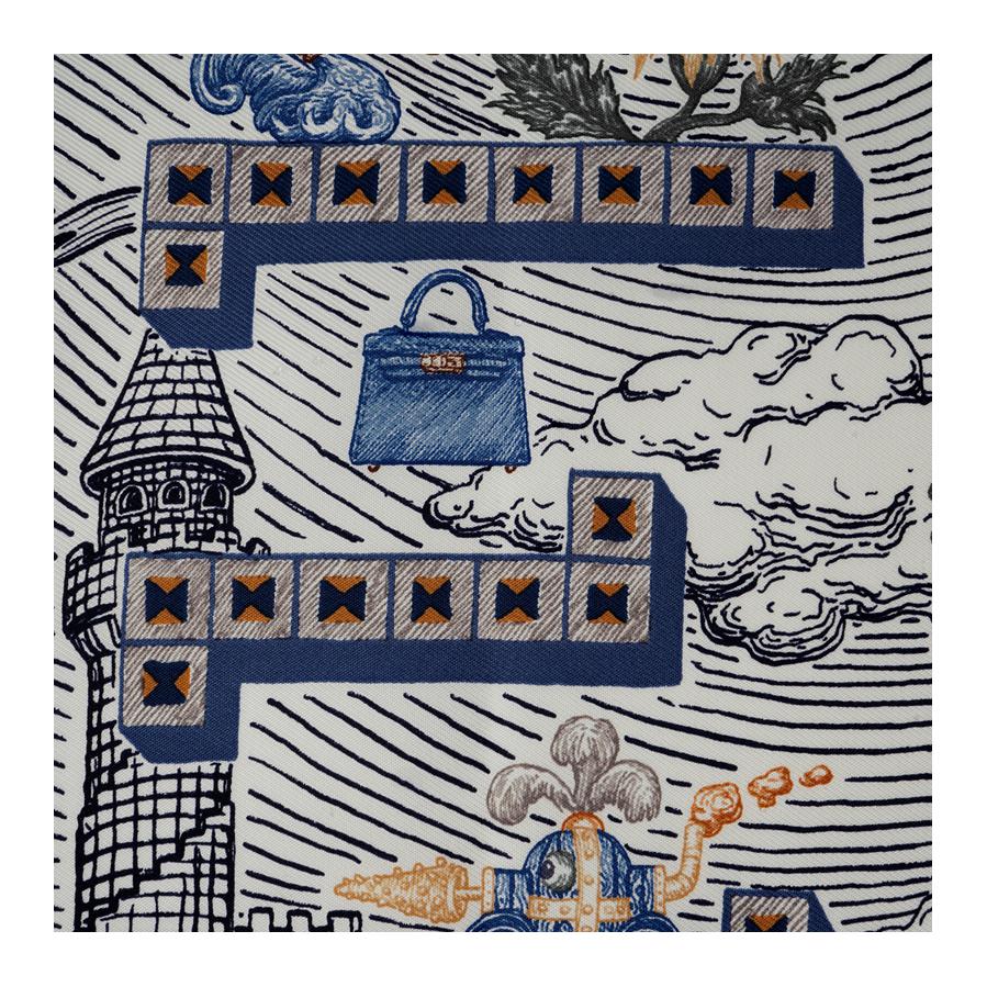 HERMES Super Silk Quest Scarf Unisex Couple's Edition Grey. H894049S 11 圖 4