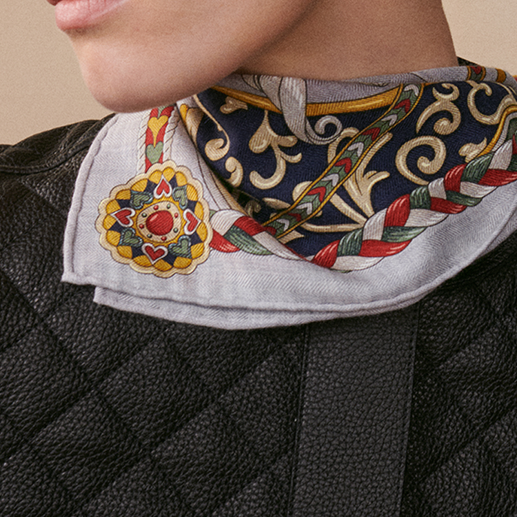 HERMES Sweet Saddle Logo Cashmere Scarf Unisex Couples Edition - Grey. H744173S 08 圖 3