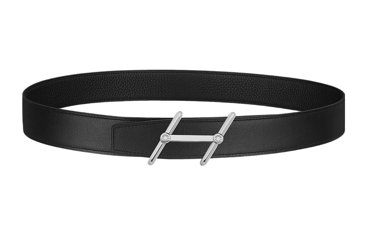HERMES Swing Black Leather Belt  Minimalist Style 3.2cm Width. H010497UJJ4-H073996CAAF090