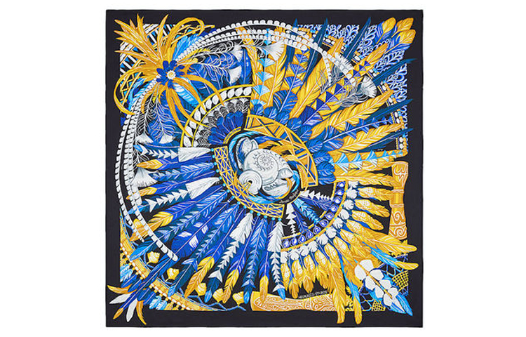 HERMES Taiping Dance 90cm Feather Scarf in Black. H003572S-07 圖 2