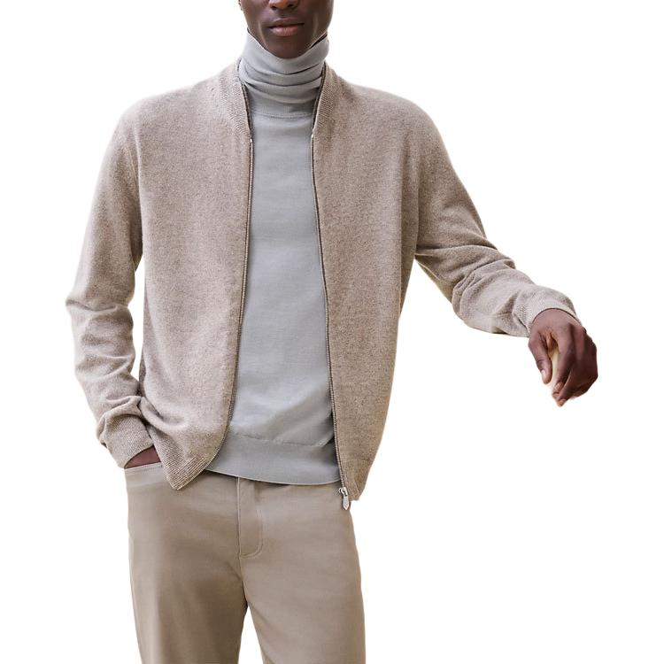 Hermes Taupe Solid Zip-Up Casual Jacket FW24 Long Sleeve H467160HA2I