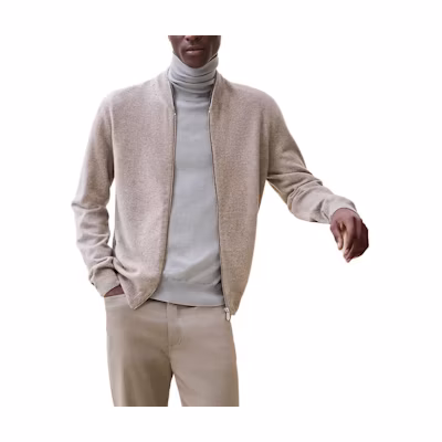 Hermes Taupe Solid Zip-Up Casual Jacket FW24 Long Sleeve H467160HA2I