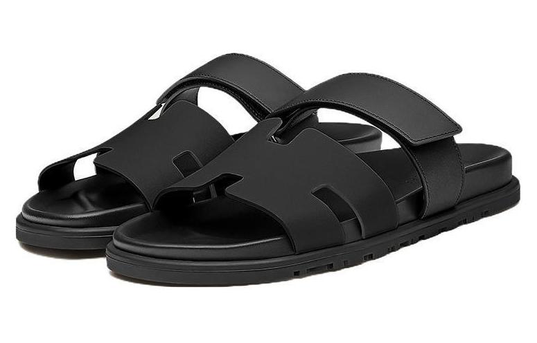 Lookbook 愛馬仕 小牛皮科技涼鞋 黑色