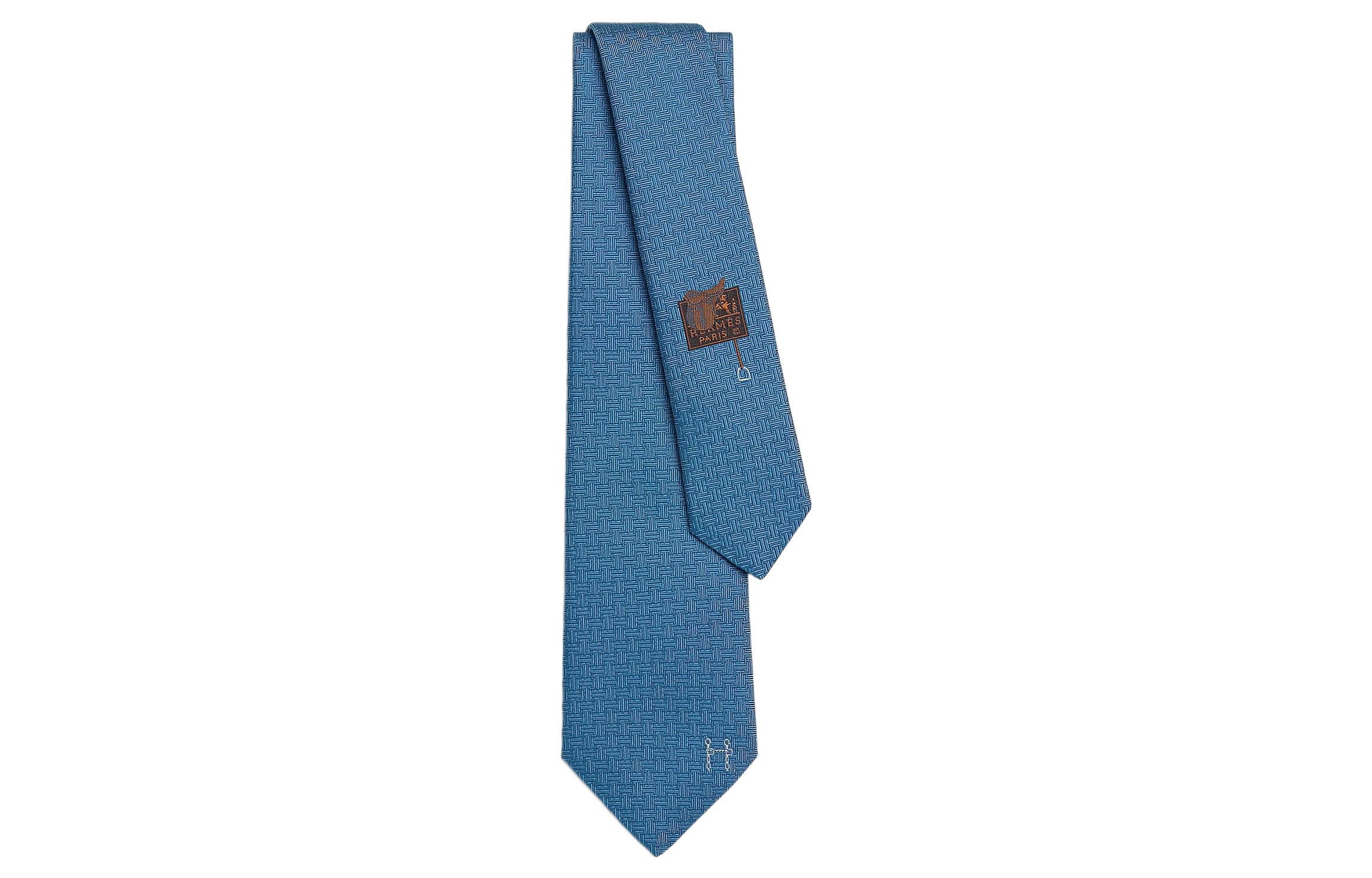 HERMES Terre d'H Logo  Tie Blue H335877T 04