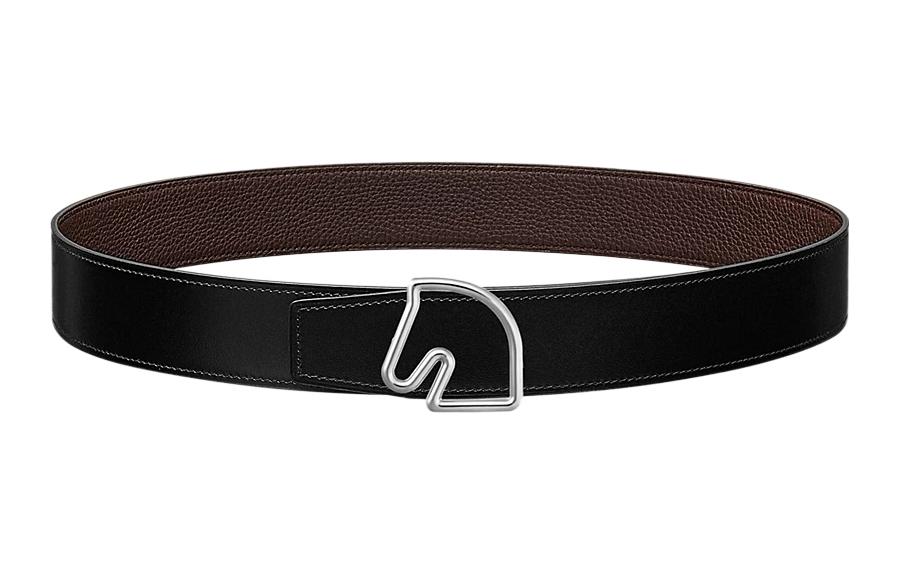 HERMES Tete de Cheval Calfskin  Black Belt with Smooth Buckle 3.8cm. H081656CK05-H077971CAAB110 圖 2