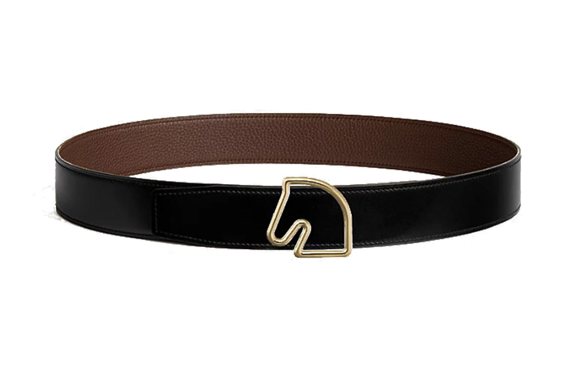 HERMES Tete de Cheval Gold Buckle Black Calfskin Leather Belt 3.8cm Men’s H081656CP2K-H077971CAAB085 圖 2
