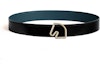 Buy 爱马仕金马头扣可调节双面腰带 黑色/蓝色 3.8CM 男士款 H081656CP2K-H077971CAAE085