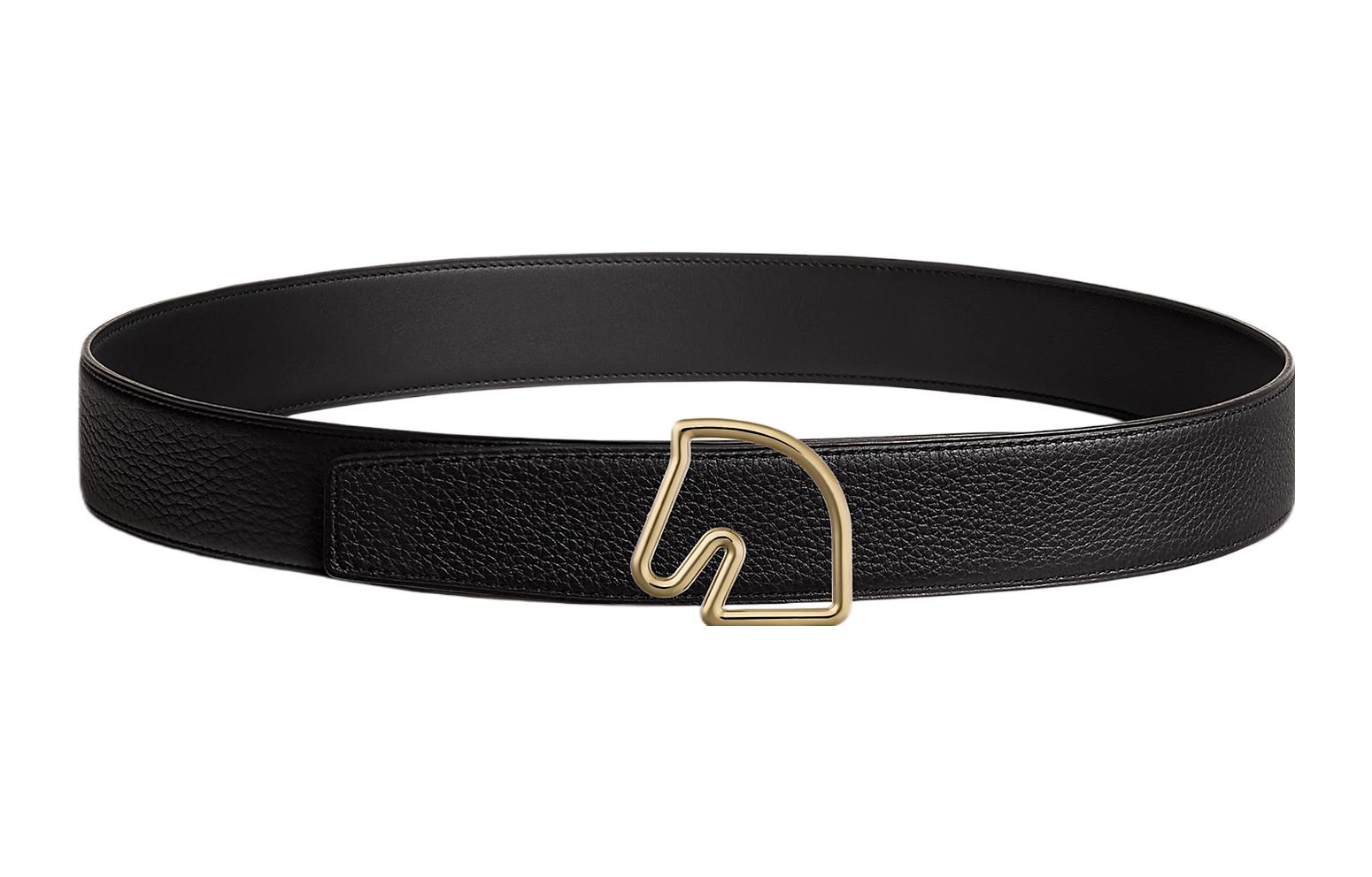 HERMES Tete de Cheval Horse Head Reversible Black Leather Belt 3.8cm . H081656CP2K-H075387CAAF085 圖 3