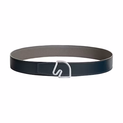 HERMES Tete de Cheval Leather Belt Black 3.8CM Smooth Buckle Calfskin H081656CK05-H077971CAAG110