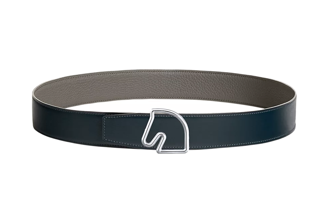 HERMES Tete de Cheval Leather Belt Black 3.8CM  Smooth Buckle Calfskin H081656CK05-H077971CAAG110 圖 2