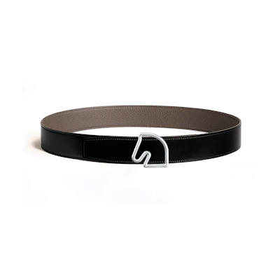 HERMES Tete de Cheval Reversible Leather Belt Black/Tan 3.8cm for Men H081656CK05-H077971CAAG085