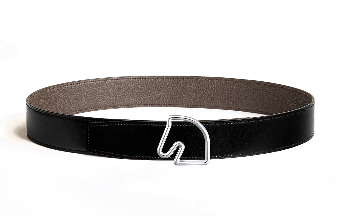 HERMES Tete de Cheval Reversible Leather Belt Black/Tan 3.8cm for Men H081656CK05-H077971CAAG085 圖 2
