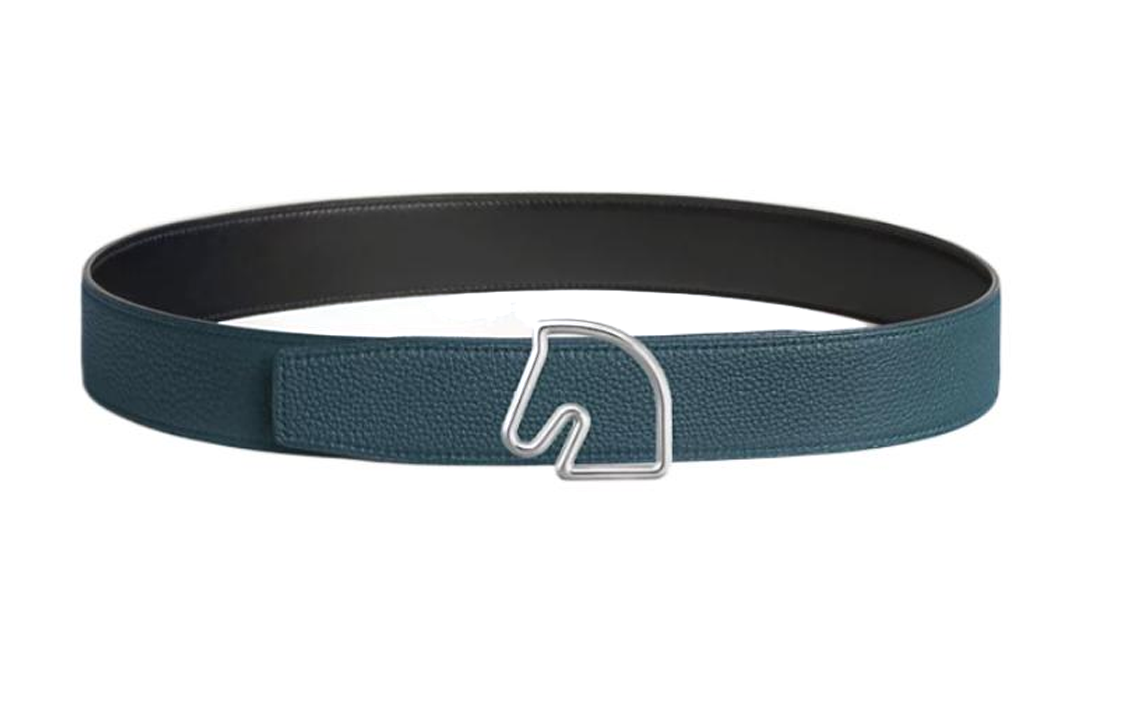 HERMES Tete de Cheval Reversible Leather Belt Black/Blue 3.8cm H081656CK05-H077971CAAE085 圖 3