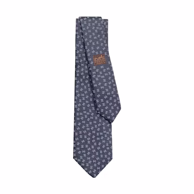 HERMES Tie7 H C'est la Fete Blue Tie H339321T-02